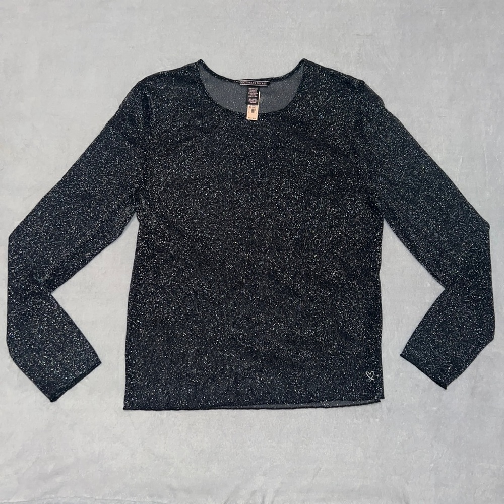 Victoria’s Secret mesh sparkly black long sleeve - Picture 3 of 5